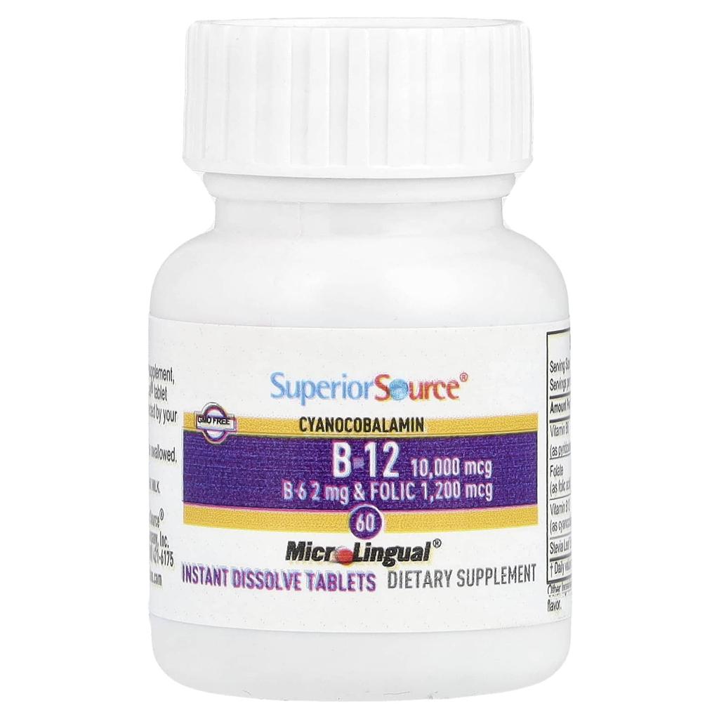 B-12, B-6 and Folic Acid, Extra Strength, Microlingual® Instant Dissolving Tablets, 60 Tablets