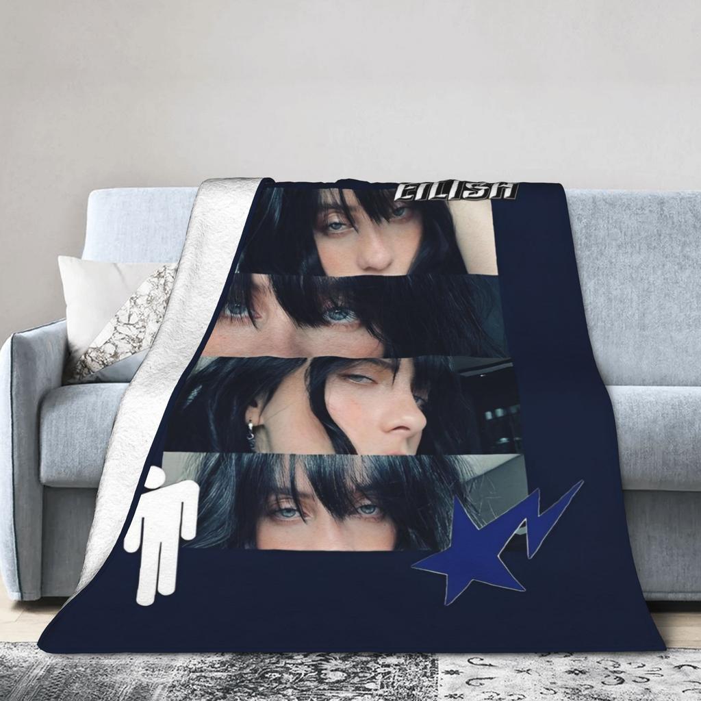 Плед из флиса B-Billie-Girl E-eilish American Singer для дивана и улицы, мягкий, плюшевый, тонкий.