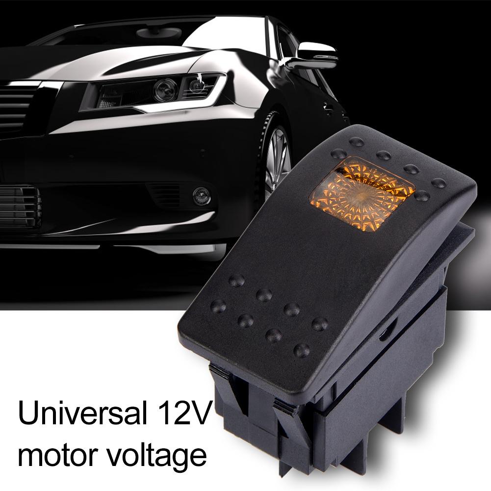 5pcs DC 12V 4 Pin Rocker Switch with LED Light for Car Boat Caravan Battery (Yellow)