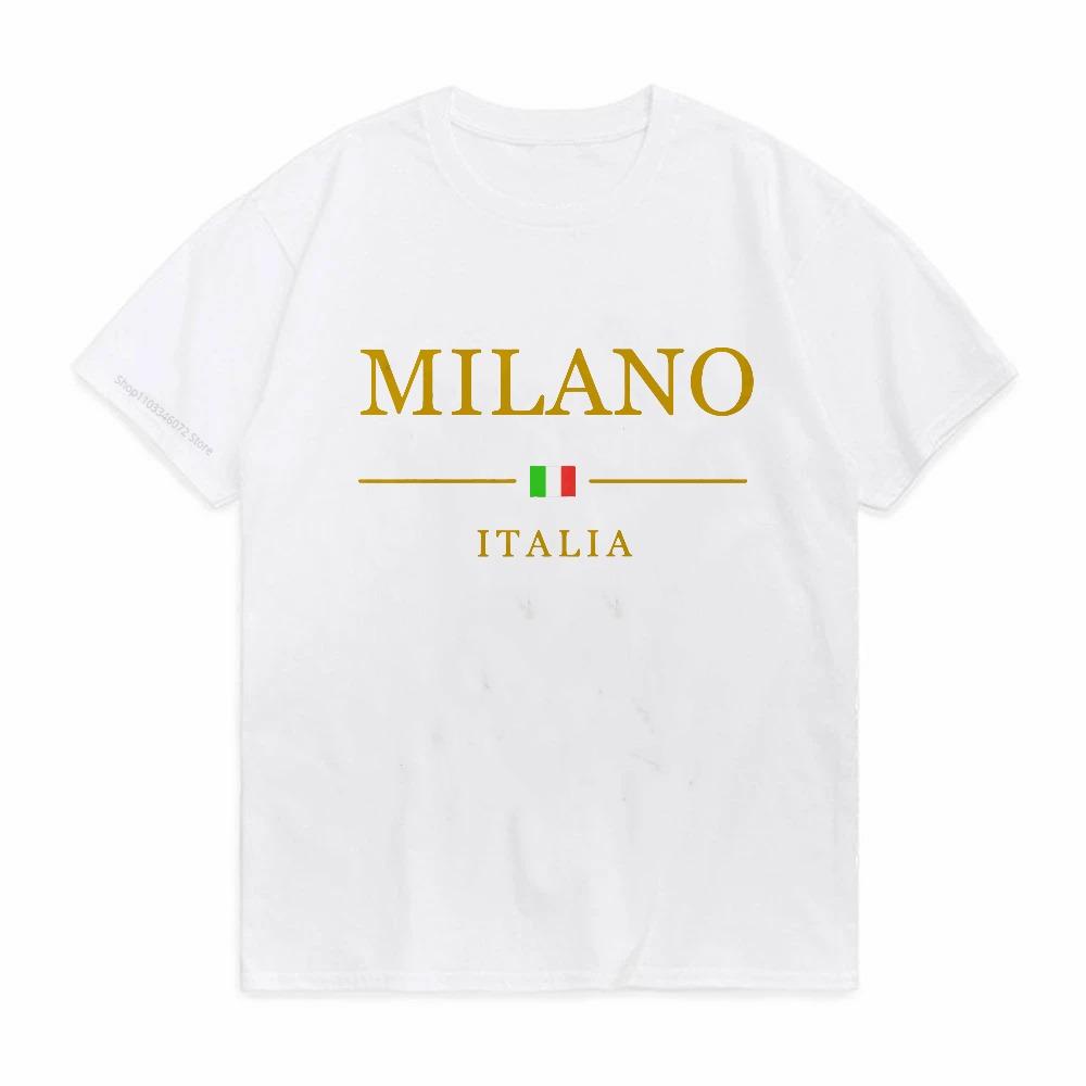 Unisexs summer fashionable casual t shirt MILANO ITALIA pattern printed sports round neck short sleeved Tshirt Breathable tees