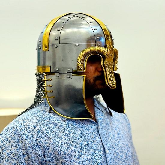 Кольчужный шлем викинга средневековый рыцарь латунная носовая кольчуга кованая вручную броня лучший подарок