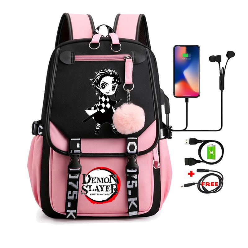 Рюкзак в стиле аниме «Убийца демонов» Nezuko Kawaii, школьная сумка с героями мультфильмов для взрослых, большая вместимость, манга для путешествий, ежедневные сумки для книг для девочек