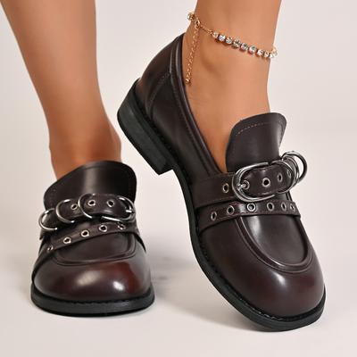 Модная Вечеринка Кампус Студенческая Форма Милая Лолита Девушки Jk Одинарная Обувь ПУ Круглый Носок Слипоны Лоферы Ремешок Пряжка Деловые Свадебные Туфли-Лодочки