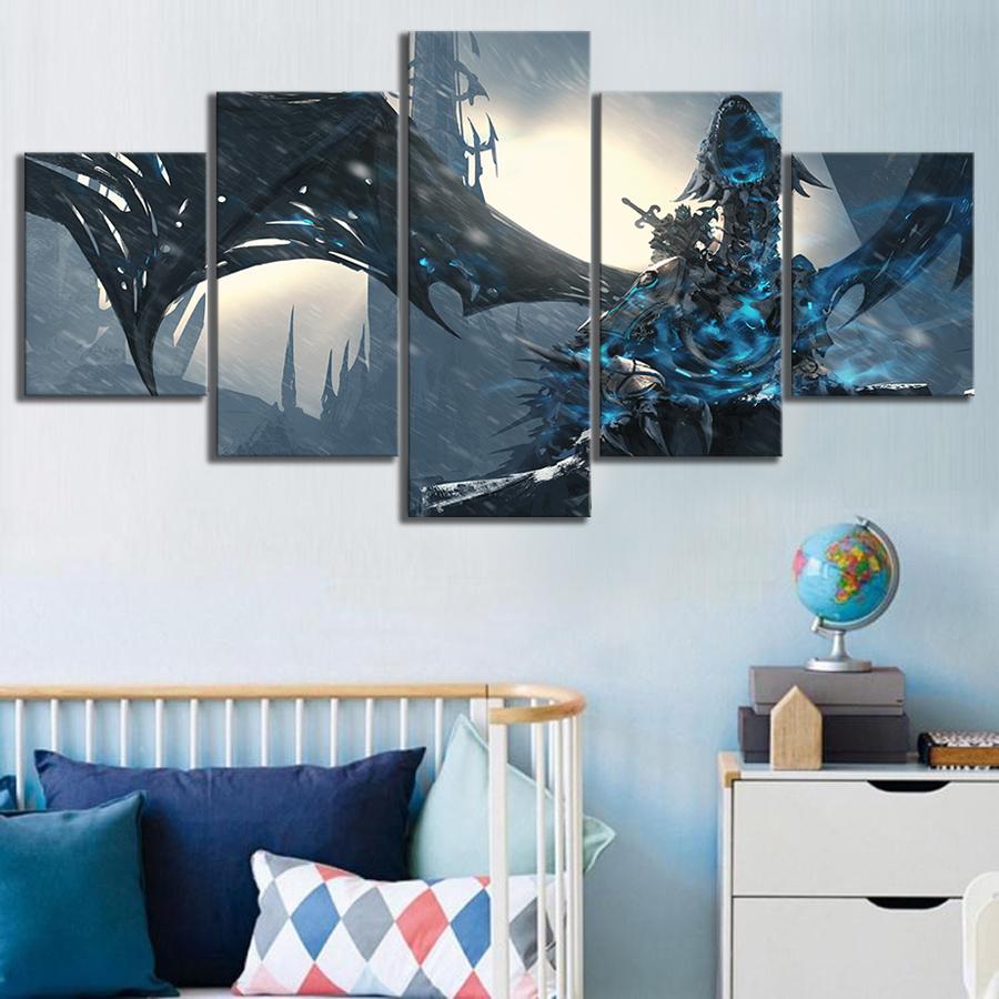 HD печать настенные художественные фотографии холст постеры домашний декор 5 панель игра Warcraft живопись печатная фотография с рамкой