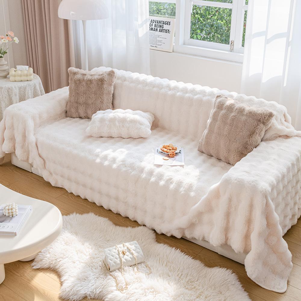Бархатная ткань для дивана с кроликом, зимний плюшевый противоскользящий чехол для дивана, новое одеяло для подушки с кошачьими царапинами.