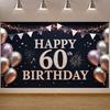 Фон для празднования 60-летия Треугольный гирлянда-флажки 60-летие Дисплей Роскошный фон для дня рождения Розовые акценты в виде сердечек