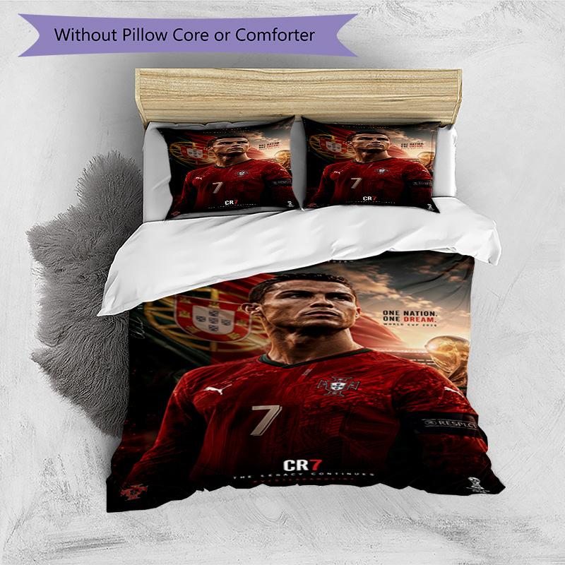 Ronaldo's Legacy Continues: Cr7's Journey Bedding Set, Breathable Duvet Cover with Pillowcases, Soft Bed Linen for Bedroom Home Decoration, Perfect Fe