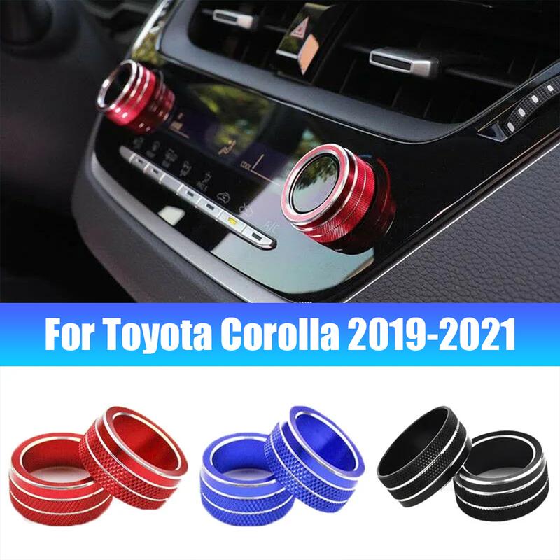 For Toyota Corolla 2Pcs Car AC Climate Control Knob Trim Button Cover Auto Accessories Car AC Control Knobs Ring