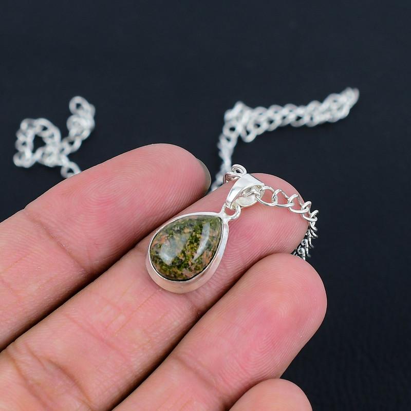 Natural Unakite Locket HandCrafted Fine Polished 925 Sterling Silver Pendant with Morden Design Gift for Wedding Bridal ThanksGiving