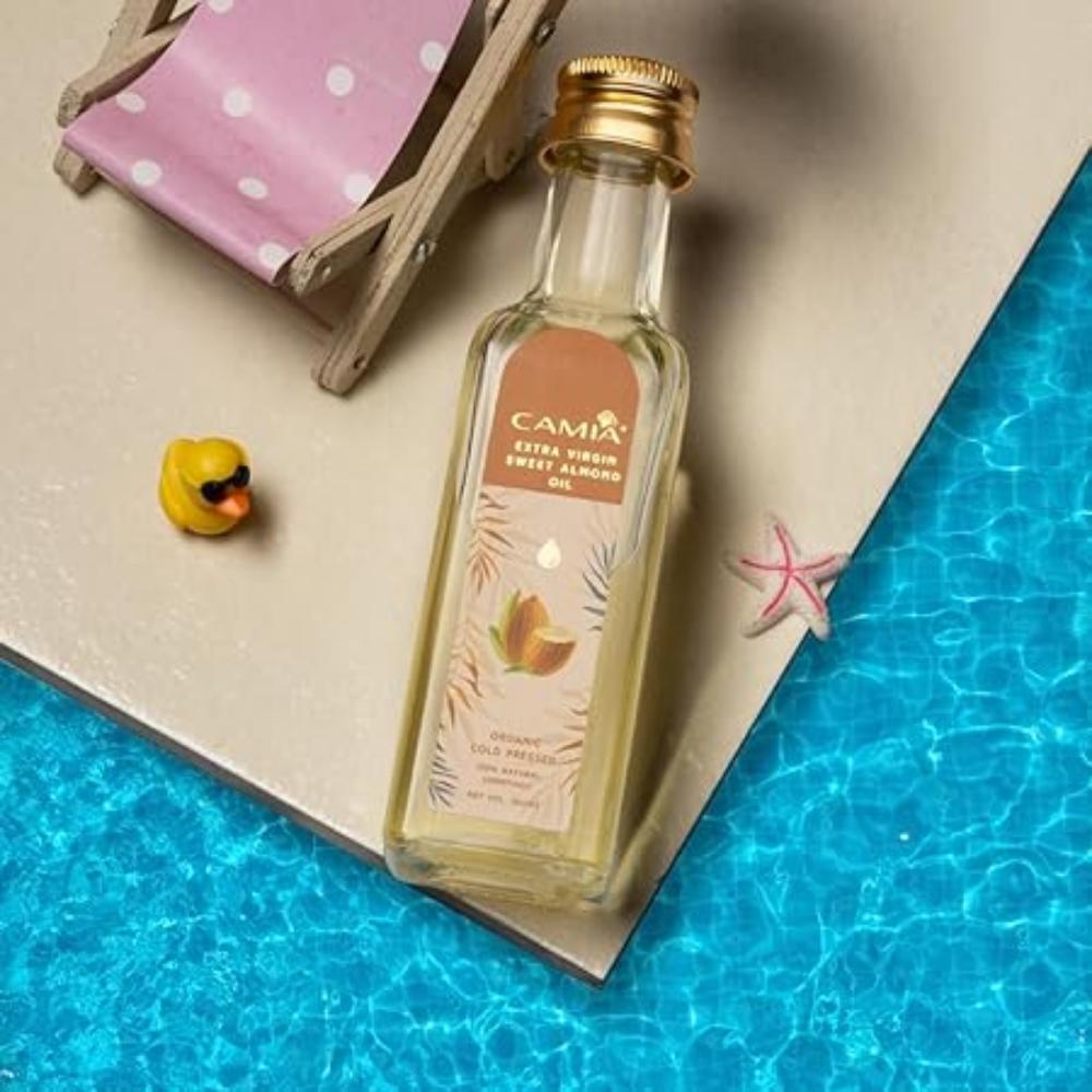 Премиальное масло сладкого миндаля для роста волос, сияющей кожи и лица | 100% натуральное и без запаха, обогащенное витамином Е, холодного отжима | 100 мл стеклянный флакон