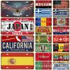 Country Flag Tin Sign Plaque France Russia Metal Sign Germany USA Spain Tinplate Plate For Wall Home Restaurant Craft Bar Decor