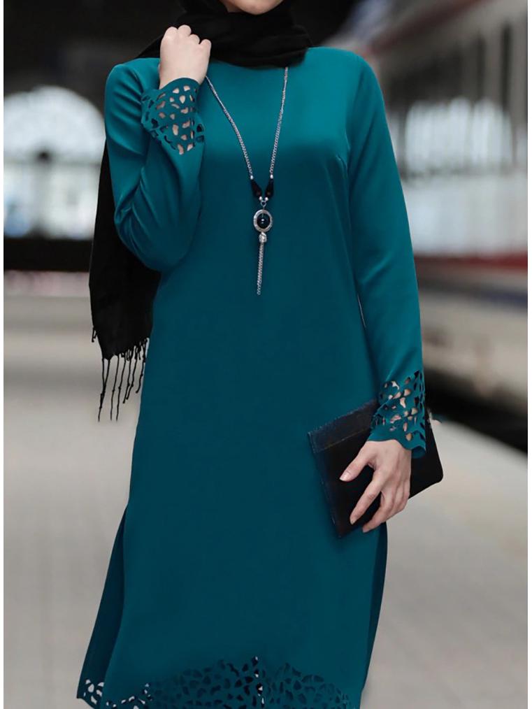 Spring Floral Abaya: Middle Eastern Muslim Women's Two-Piece Robe Suit