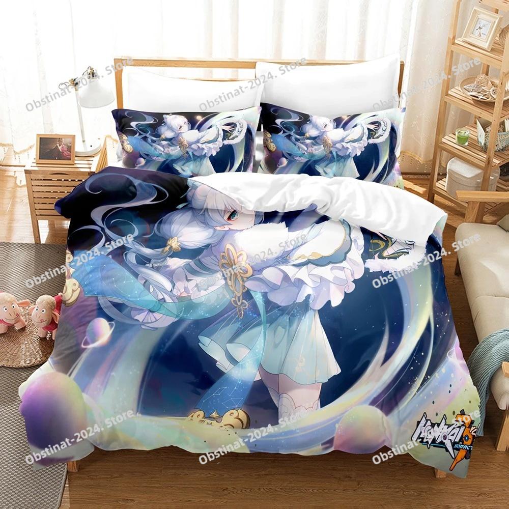 Honkai Impact 3rd Bedding Set Printed Duvet Cover Sheet Pillowcase Soft Quilt Cover Full Queen King Size 3D Print Kawaii Anime