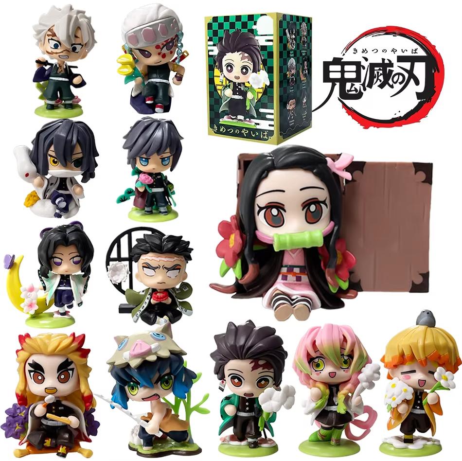 #Demon Slayer Tanjiro Kamado Nezuko Anime Cartoon Figure Blind Box Creative Statue Model Ornament Surprise Gift Box