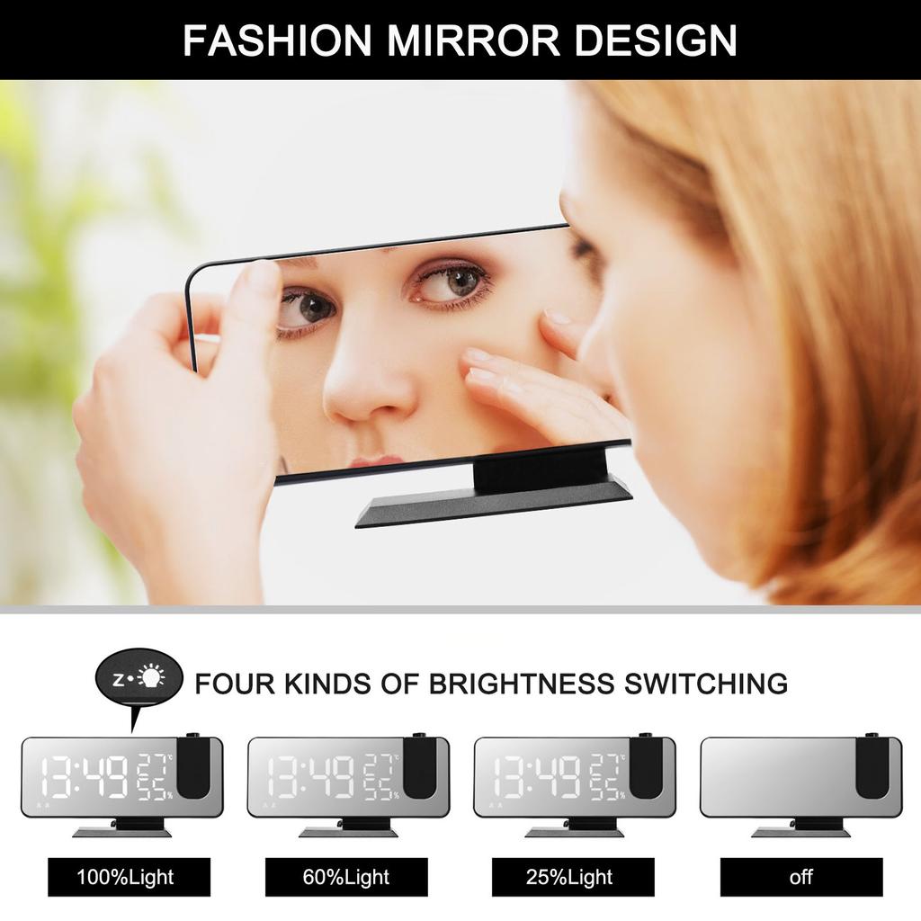 Digital Projection Alarm Clock Large LED Screen Alarm Clock Radio Loud Dual Alarm Clock for Heavy