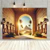 Vibrant view of Egyptian pyramid arches with polyester background fabric, suitable for family gatherings, weddings, birthdays