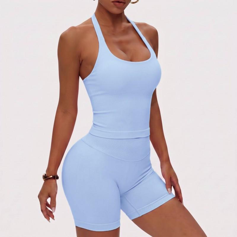 Womens Seamless Yoga Set With Built-in Bra Support High Elasticity Crop Top Leggings Fitness Activewear