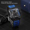 Luxury Square Transparent Skeleton Mens Watches Field Sports Rubber Band Mechanical Watch Luminous Waterproof Reloj Hombre 2024
