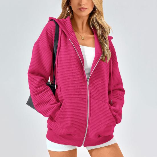 Осень-зима Женское пальто с капюшоном, застегивающееся на молнию, с завязками на шнурке, длинные рукава, однотонные карманы