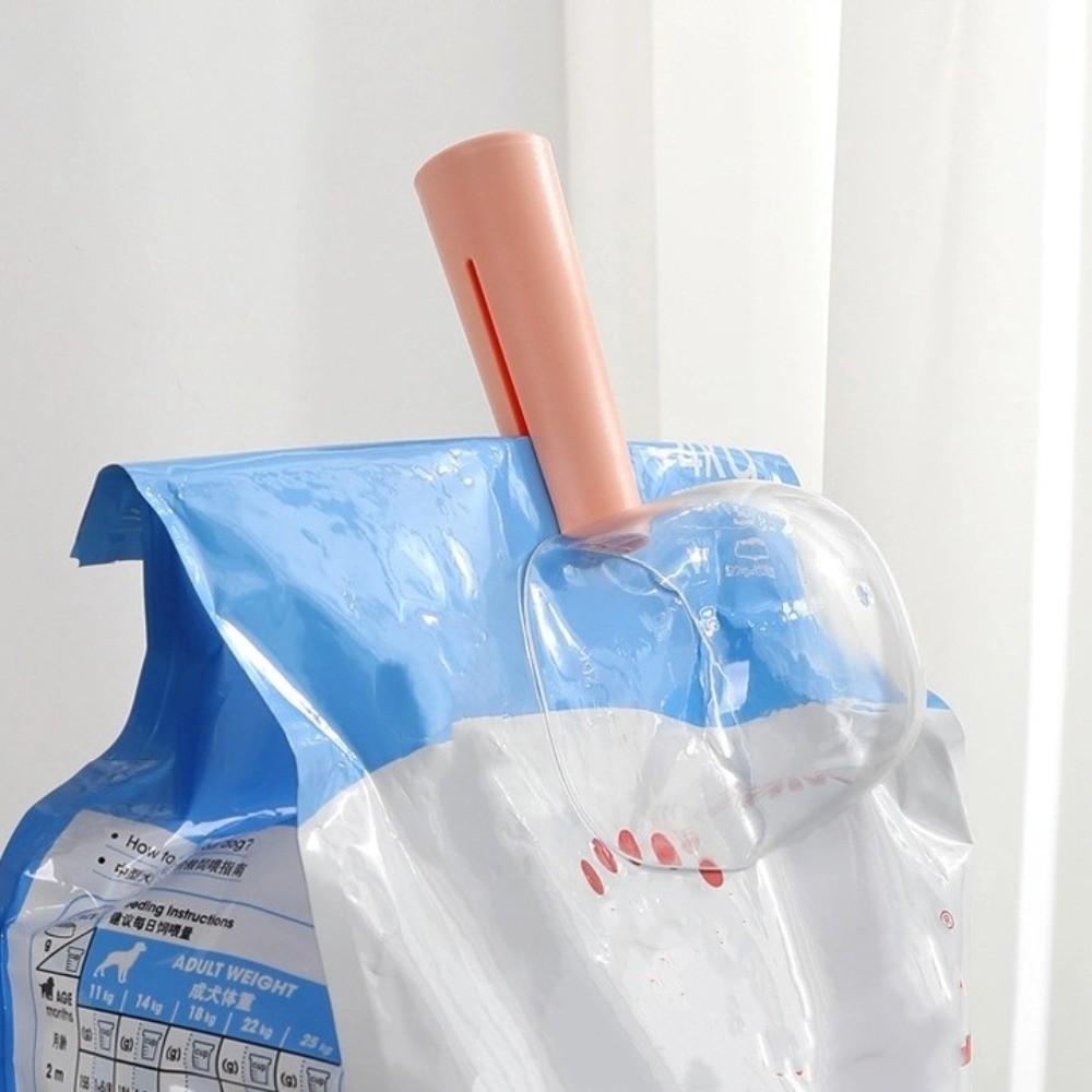 with Measurement Pet Food Scoop With Sealed Bag Clip Pet Feeding Pet Food Measuring Scoop Transparent Dual-Function Food Scoop