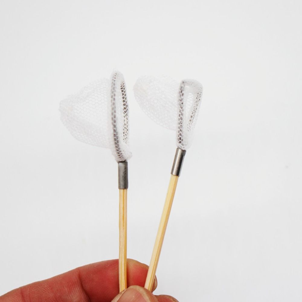 DIY Mini Fishing Net Pole White Butterfly Nets Model Cute Miniature Sea Scene Props Ob11