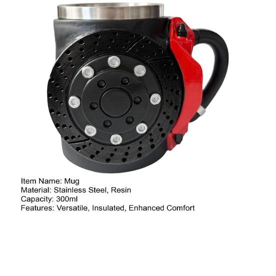 Brake Pad Design Coffee Mug 300ml Industrial Style Stainless Steel Cup