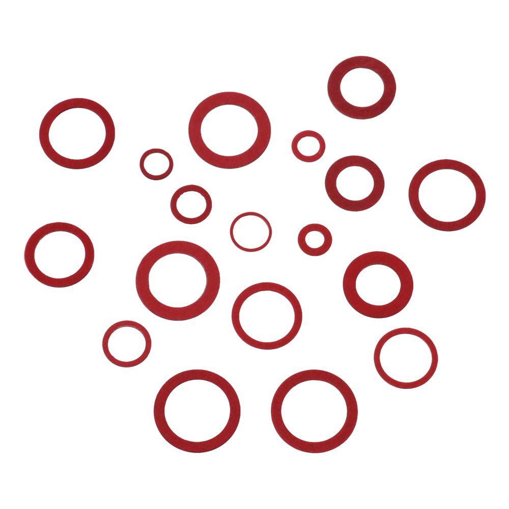 150Pcs Red Flat Washers 14 Sizes Insulation Washer with Plastic Box Flat Ring Washers