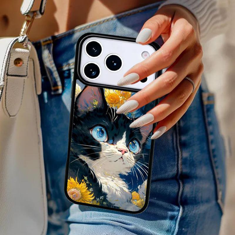 Милый Чехол для Телефона с Рисунком Животных Цветов Кошек Для iPhone 17 Air 14 15 13 12 Max Чехол Для Apple 16e 11 Pro Max Plus Coque
