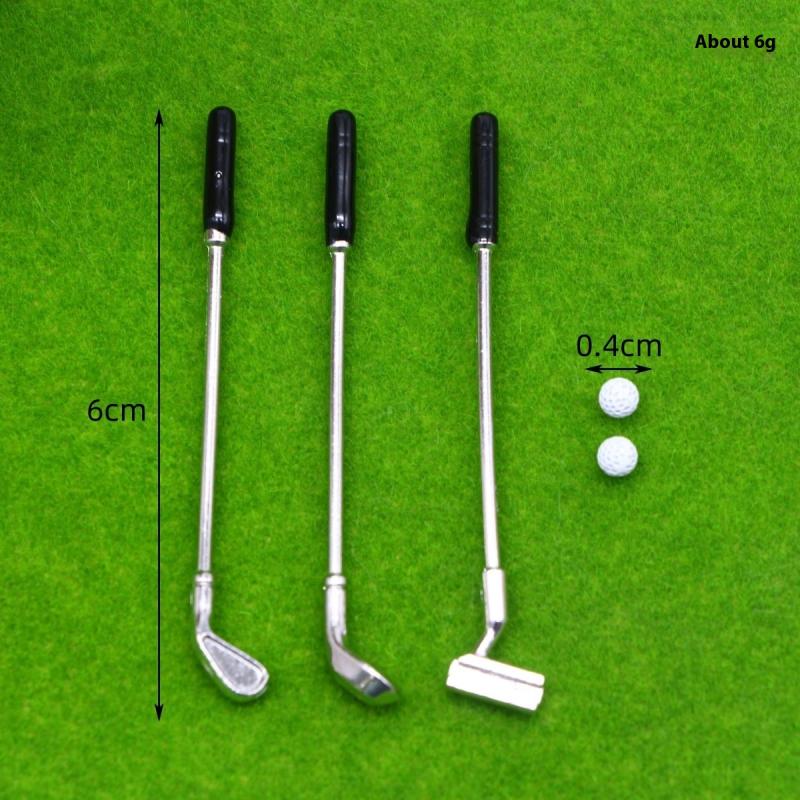 7Pcs/Set Dollhouse Mini Golf Club Grassland Model Set Simulation Sports Miniature Scene Prop Model Doll House Accessories