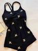 1011 New Premium Swimsuit Women's Gold Embroidered Double Layer with Chest Pad Low Fork Large Hip Wrap Racing Swimsuit