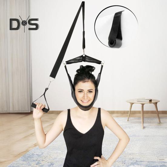 Устройство для вытяжения шейного отдела позвоночника, регулируемое, из искусственной кожи, с креплением на дверь, портативный пояс для вытяжения для облегчения боли в шее и снятия мышечного напряжения