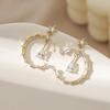 1 Pair of Fashionable Versatile Star Semi-circle Zirconia Earrings