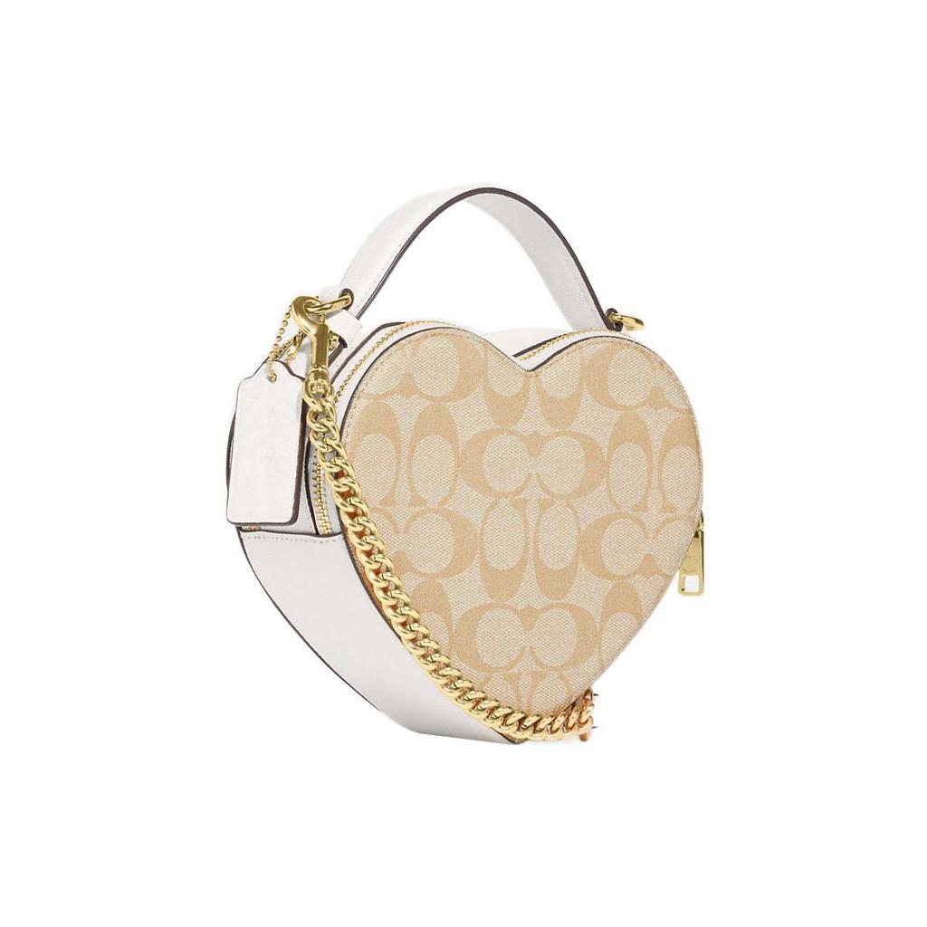 Coach Сердце 15 Классический Монограммный Мини Сумка Через Плечо На Молнии Форма Сердца Покрытый Холст И Кожа Женские Сумки Светло-Хаки CJ450-IMDQC