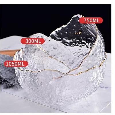 Набор салатниц и десертных мисок из стекла с золотой каймой ZISIZ