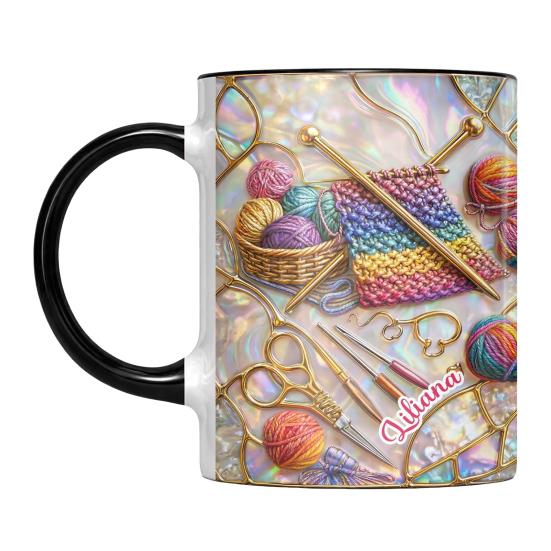 Кружка для вязания и шитья 11 унций Персонализированная кофейная кружка с принтами швейной машины и пряжи Подарок для шитья для женщин