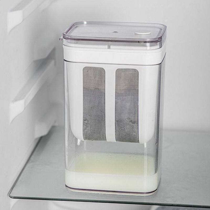 Дуршлаг для йогурта с крышкой 1800 мл Дуршлаг для продуктов Кухонные инструменты с мешком из мелкой сетки Сепаратор сыворотки для соевого молока Фруктовый сок Суп