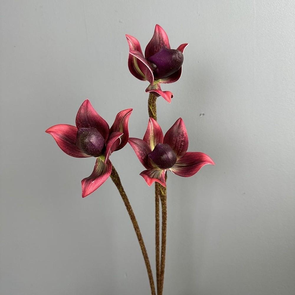 Real Touch Simulation Orchid Single Branch Imperial Slipper Orchid  Bedroom Decoration