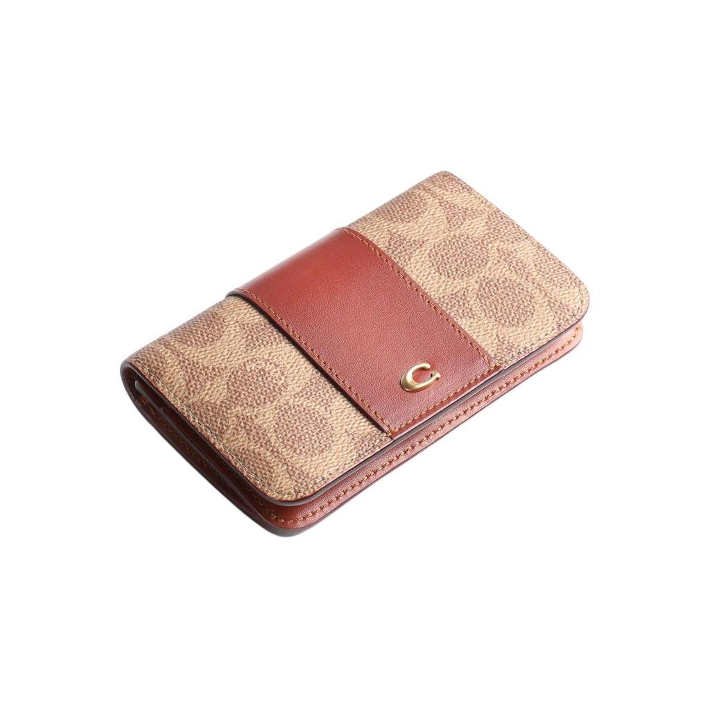 Coach Кошелек-кардхолдер Тонкий Длинный Модный Классический Покрытый Холст С Кожаным Кошельком Женский Кошелек Коричневый Желтый Ржавый C5870-B4NQ4