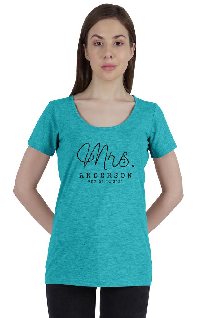 Inkdotpot Персонализированная женская футболка-топ Mrs Wedding Announcement Shirt-2S