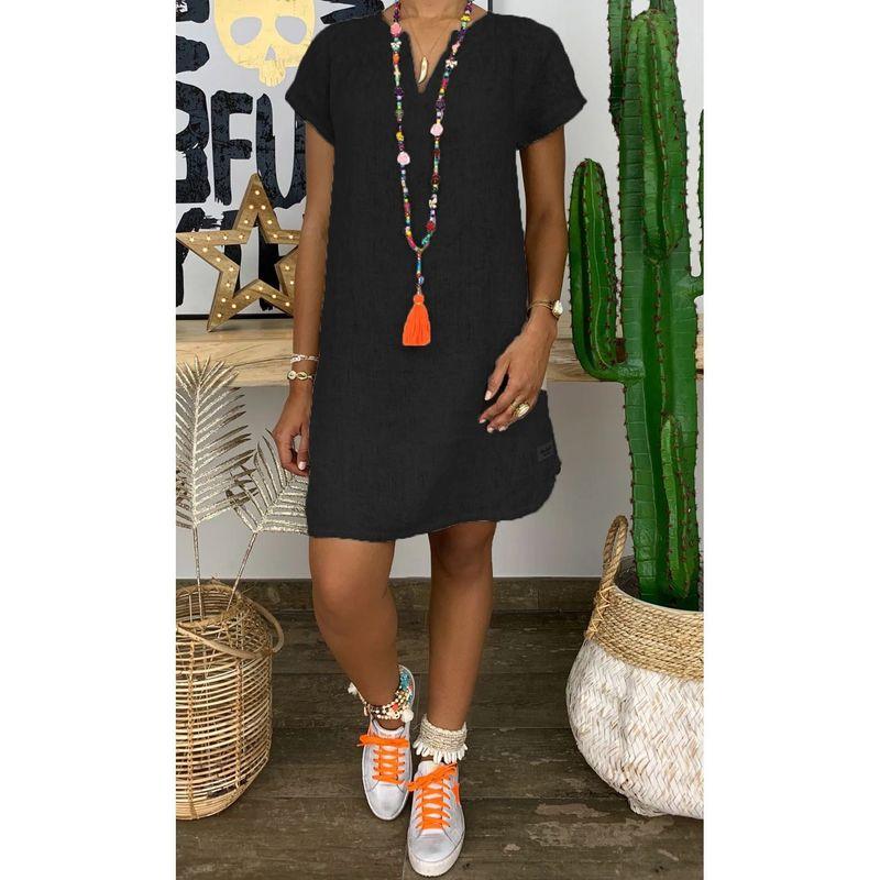 Loose Casual V-neck Short Sleeve Dress Loose Casual V-neck Short Sleeve Dress