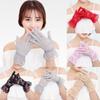 UV Protection Mittens Rose Flower Pattern Party Dressy Gloves Lace Gloves White Bride Gloves