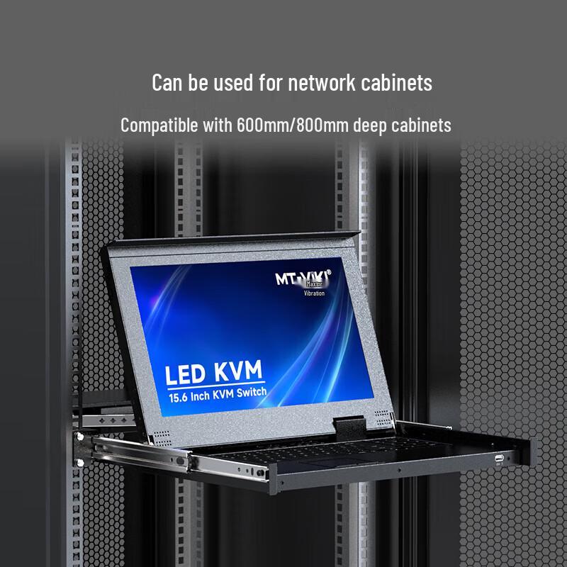 MT-viki 8-портовый KVM-переключатель для установки в стойку со светодиодной консолью 15,6 дюйма