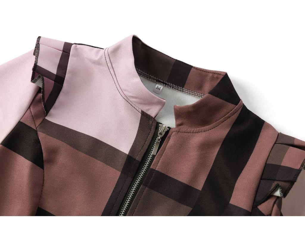 Осень/Зима 2022 Приталенная куртка на молнии с клетчатым принтом