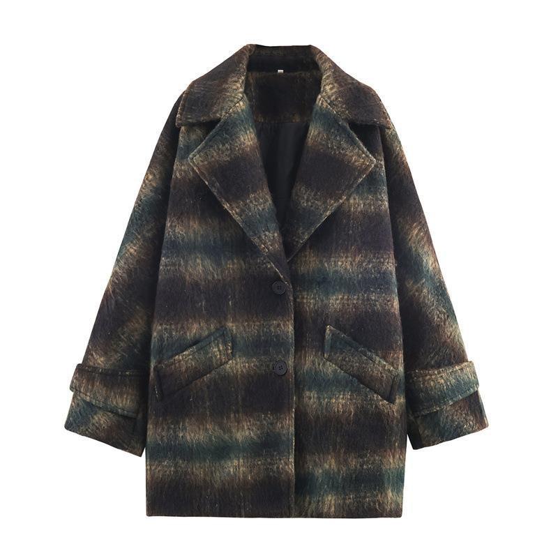 Womens Elegant Turn-Down Collar Coat Lightweight Outerwear Regular Fit Long Sleeve Single-Breasted