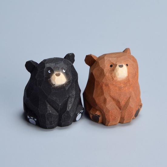 Деревянная фигурка медведя, миниатюрная статуэтка медведя, деревенское настольное украшение для детской комнаты в спальню
