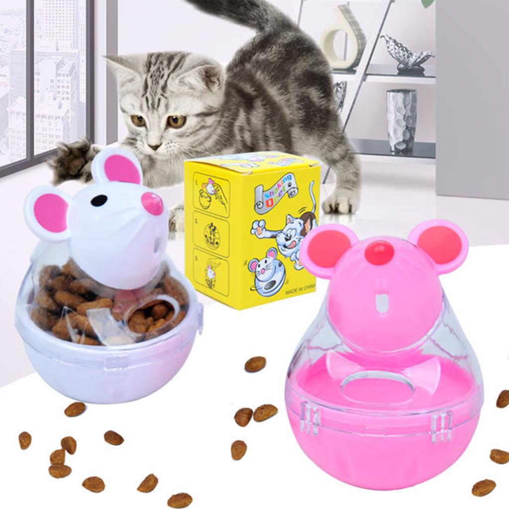 Cat Leakage Food Ball Teasing Toy Kitten Treat Tumbler Feeder Mouse Toy for Indoor Cat Chasing Hunting Entertainment Toy