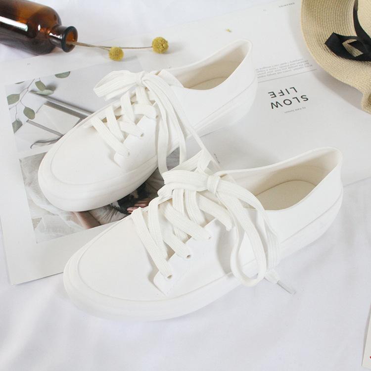 Женские резиновые сапоги, водонепроницаемые, на плоской подошве, весна 2019, новые черно-белые кроссовки, женские, повседневные резиновые сапоги