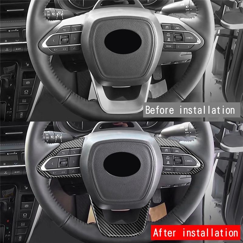 RHD Car Interior Steering Wheel Cover Trim Sticker Kits For Toyota Voxy Noah 90 Series +ABS Carbon Fiber Accessories-M5