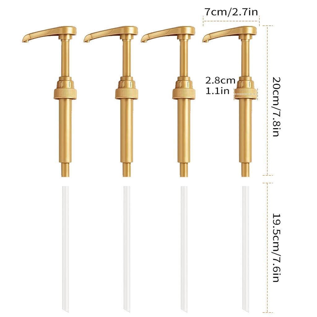 Leeseph Syrup Pump Coffee Syrup Pump Dispenser Gold Syrup Pump for 750ml/ 25.4oz Syrup Bottle Syrup Pumps for Coffee Bar