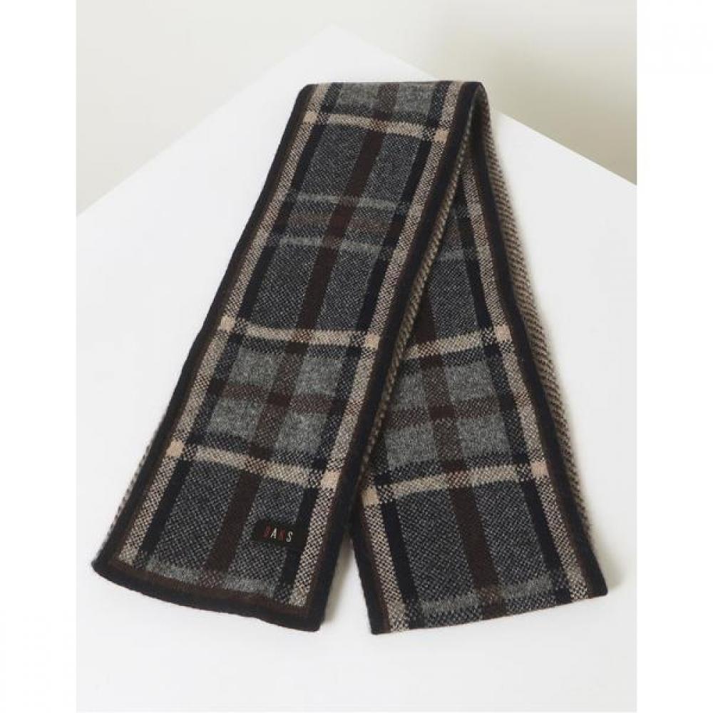 Daks Unisex Cashmere 100 Navy Check Short Muffler Dbmu3fe30n2